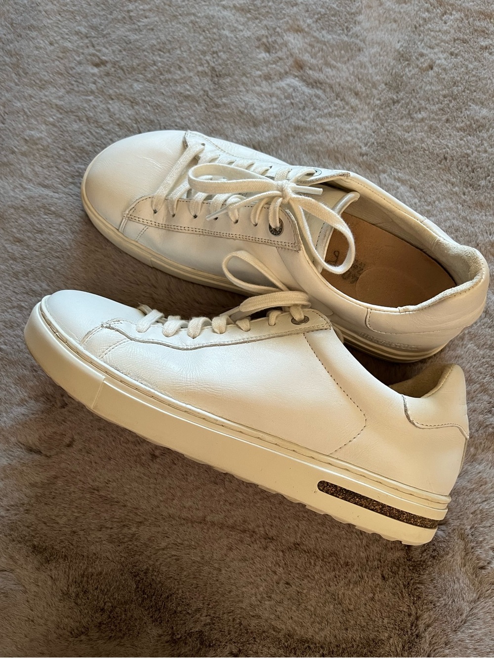Birkenstock Bend Low White Sneakers Leather Cork Shoes 40 Lace Up Comfort